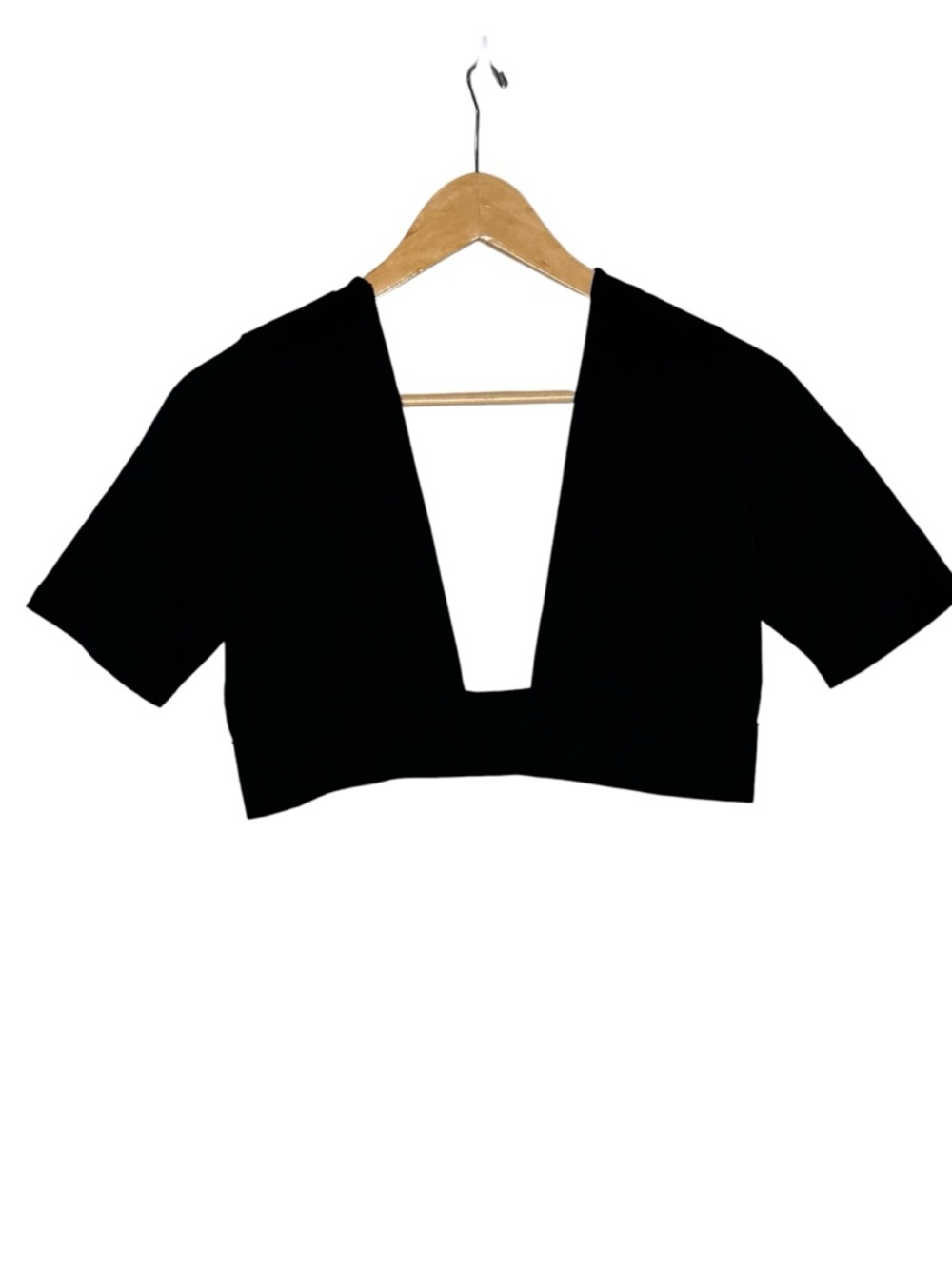 Prada Deep V Plunge Stretch Knit Crop Top Micro Cardigan L/ XL - Picture 4 of 8